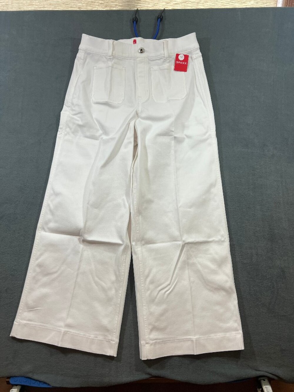 Spanx White Denim Cropped Wide Leg Baggy Trendy Jeans XL NWT
